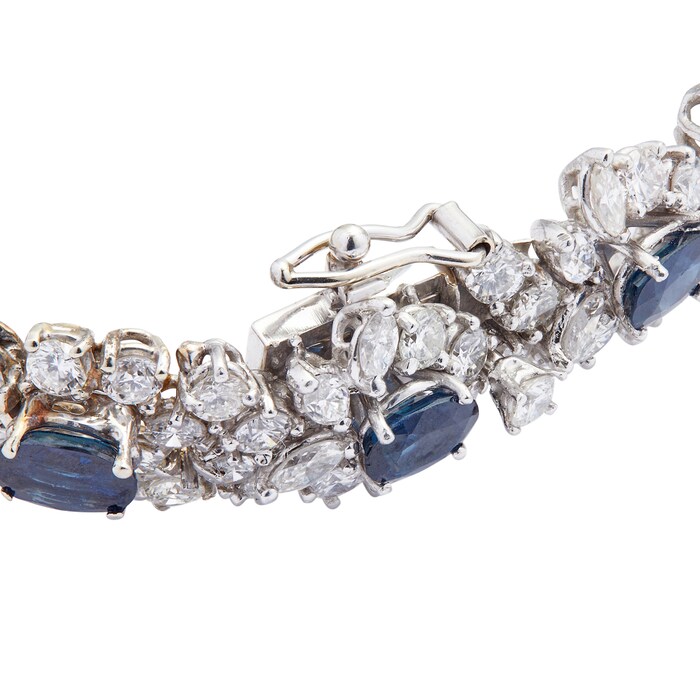 Betteridge Estate 18k White Gold Diamond and Oval Sapphire Bracelet