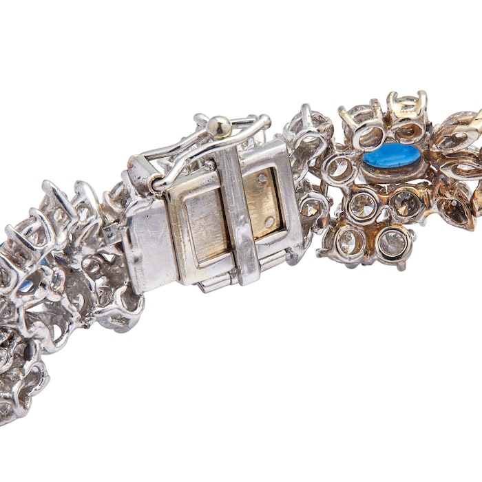 Betteridge Estate 18k White Gold Diamond and Oval Sapphire Bracelet