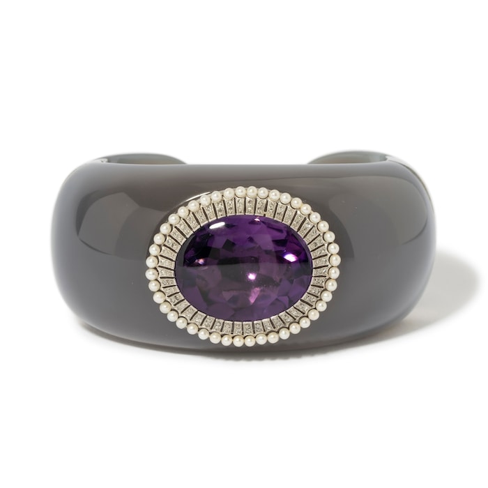 Vintage And Estate Jewelry Pre-Owned 18K White Gold Verdura Diamond & Multi-Color Stone Bracelet - Size 6.5