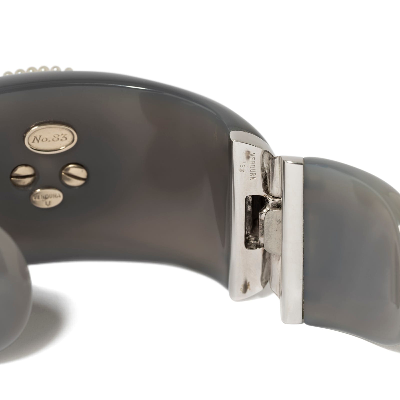 Vintage And Estate Jewelry Pre-Owned 18K White Gold Verdura Diamond & Multi-Color Stone Bracelet - Size 6.5