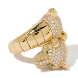 Vintage And Estate Jewelry Contemporary 18K Yellow Gold Salavetti Emerald & Diamond Ring - Size 7