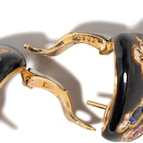 Vintage And Estate Jewelry 18K Yellow Gold Marina B Sapphire & Diamond Earrings