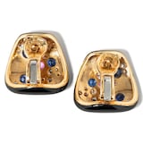 Vintage And Estate Jewelry 18K Yellow Gold Marina B Sapphire & Diamond Earrings