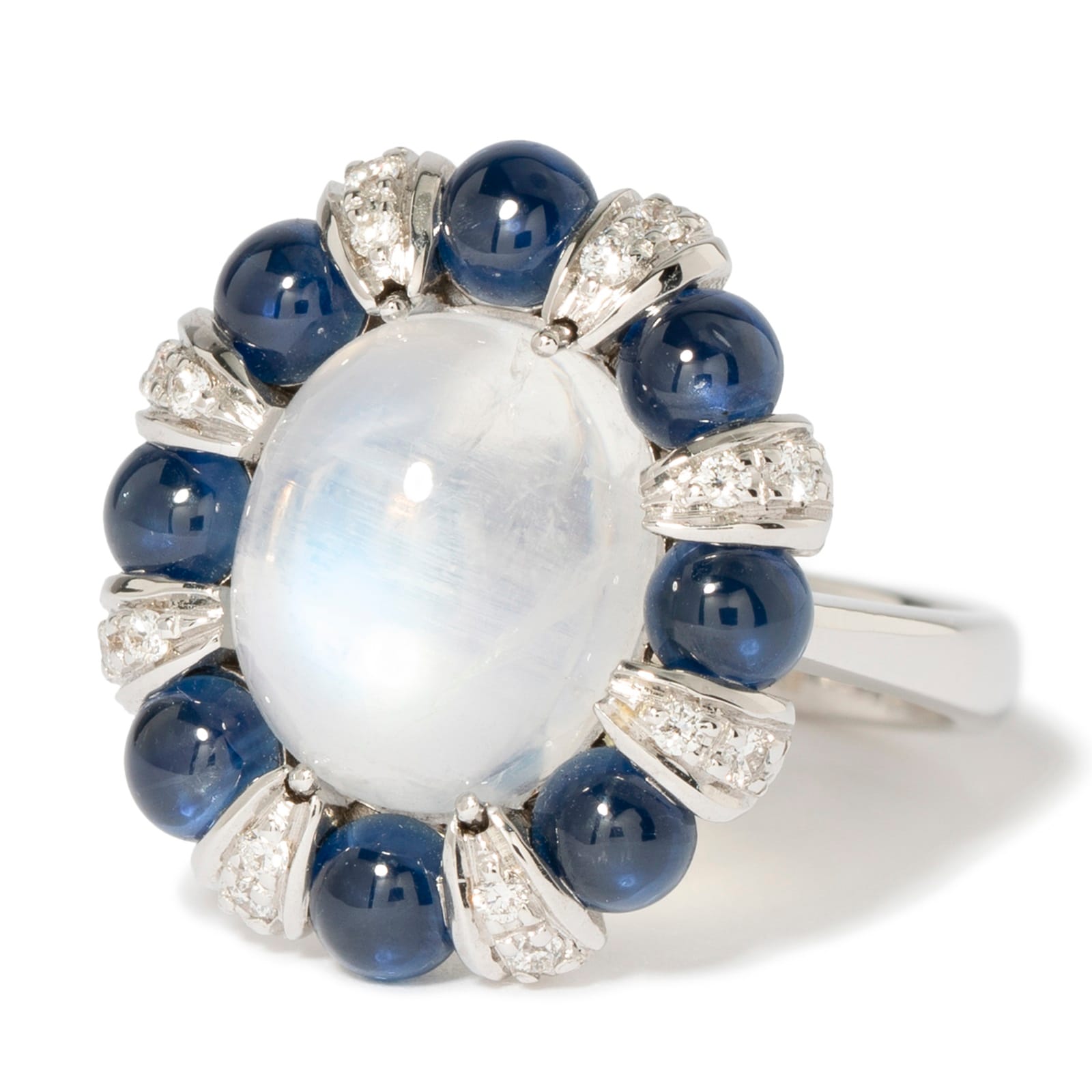 Vintage And Estate Jewelry Contemporary 18K White Gold Favero Diamond & Multi-Color Stone Ring - Size 6