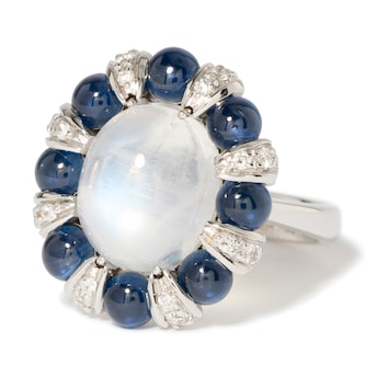 Vintage And Estate Jewelry Contemporary 18K White Gold Favero Diamond & Multi-Color Stone Ring - Size 6 Vintage And Estate Jewelry Contemporary 18K White Gold Favero Diamond & Multi-Color Stone Ring - Size 6