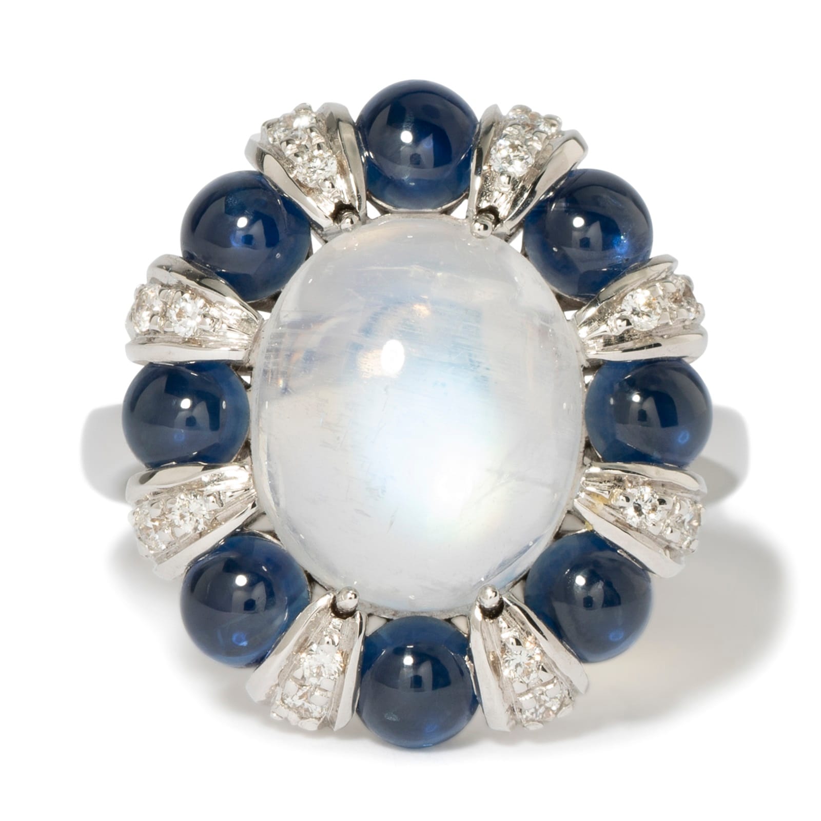 Vintage And Estate Jewelry Contemporary 18K White Gold Favero Diamond & Multi-Color Stone Ring - Size 6