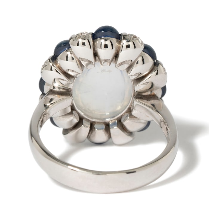 Vintage And Estate Jewelry Contemporary 18K White Gold Favero Diamond & Multi-Color Stone Ring - Size 6