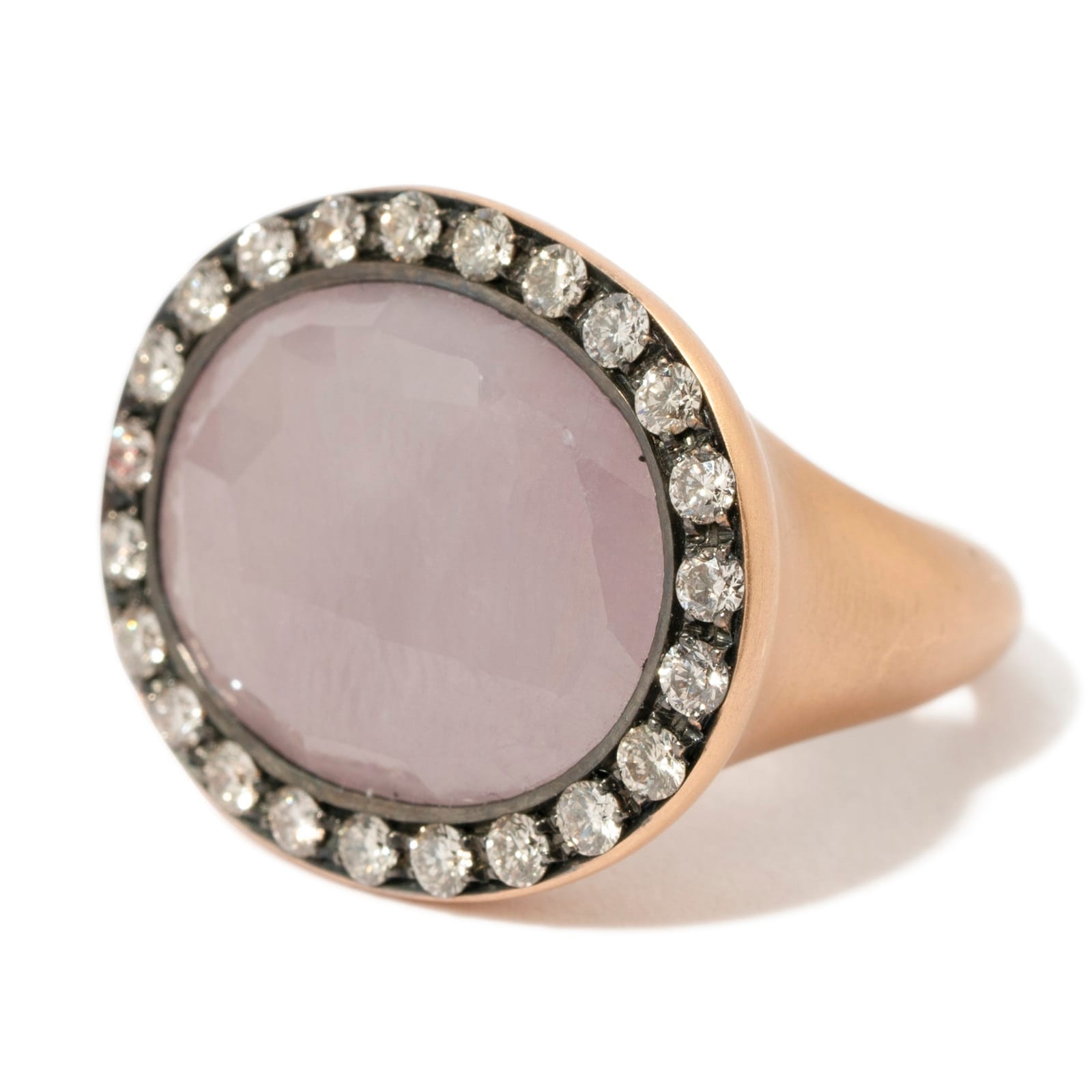 Vintage And Estate Jewelry Contemporary 18K Rose Gold Salavetti Sapphire & Diamond Ring - Size 6.75