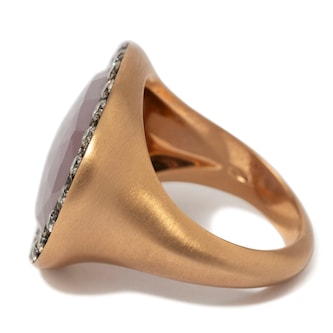 Vintage And Estate Jewelry Contemporary 18K Rose Gold Salavetti Sapphire & Diamond Ring - Size 6.75