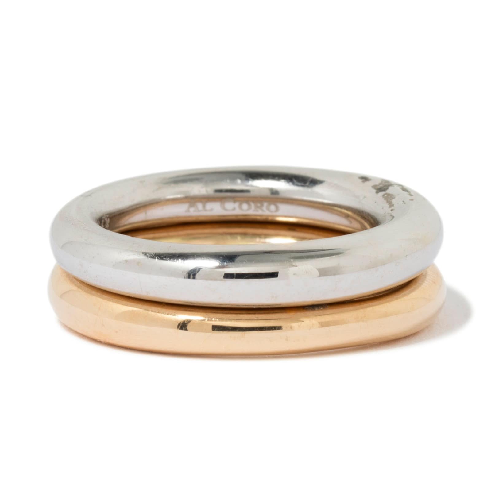 Vintage And Estate Jewelry Contemporary 18K White & Rose Gold Al Coro Ring - Size 7