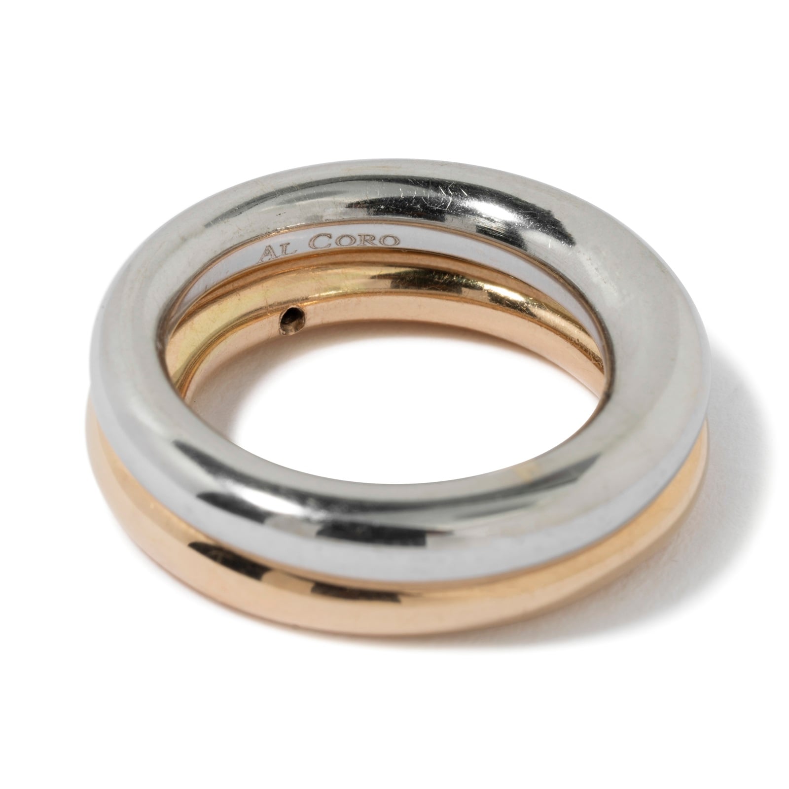 Vintage And Estate Jewelry Contemporary 18K White & Rose Gold Al Coro Ring - Size 7