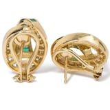 Vintage And Estate Jewelry Opulent 18K Yellow Gold KRYPELL Emerald & Diamond Vintage Earrings