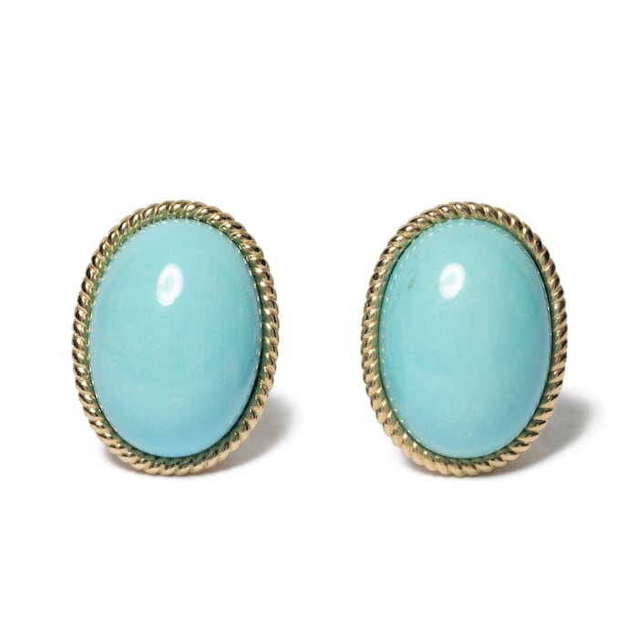 Vintage And Estate Jewelry 14K Yellow Gold Effy Turquoise Contemporary Earrings