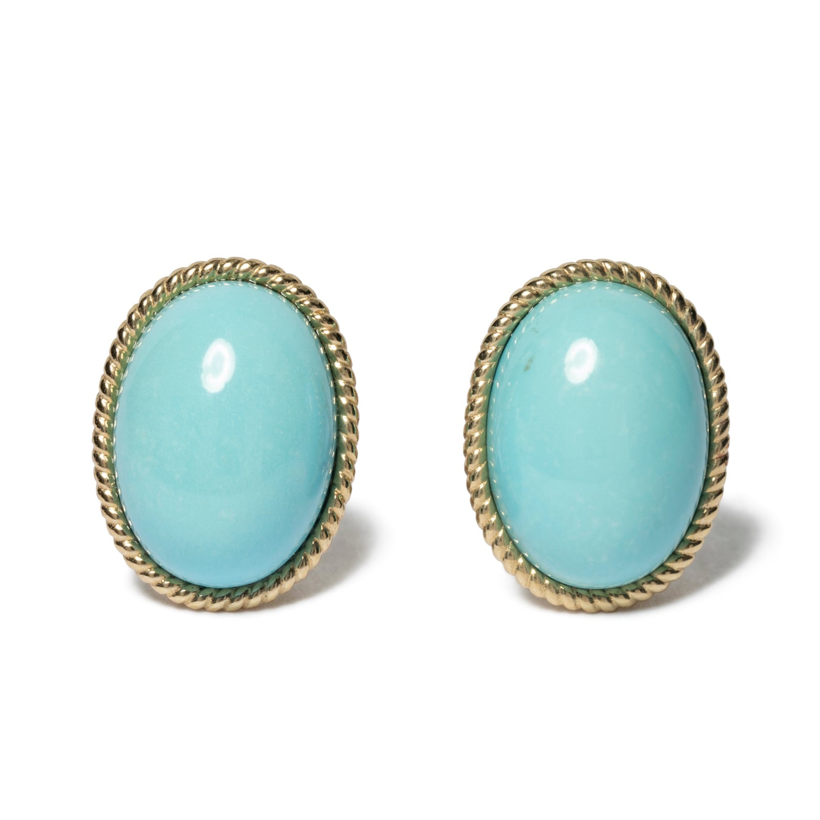 Vintage And Estate Jewelry 14K Yellow Gold Effy Turquoise Contemporary Earrings