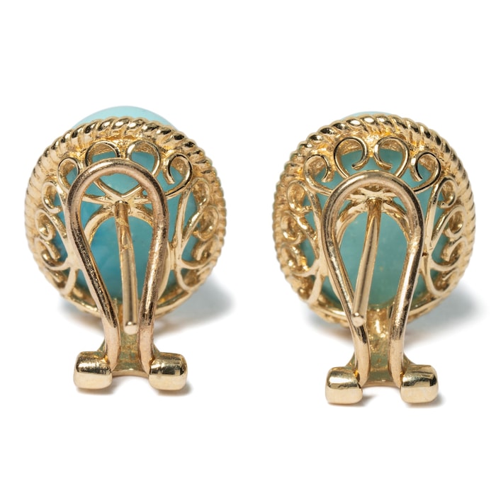 Vintage And Estate Jewelry 14K Yellow Gold Effy Turquoise Contemporary Earrings