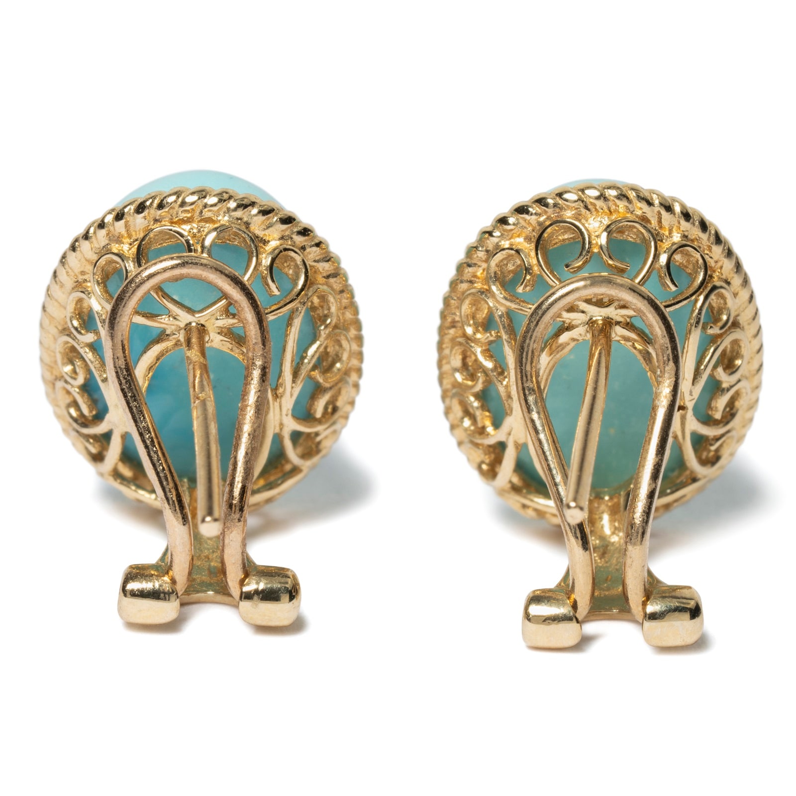 Vintage And Estate Jewelry 14K Yellow Gold Effy Turquoise Contemporary Earrings Vintage And Estate Jewelry 14K Yellow Gold Effy Turquoise Contemporary Earrings