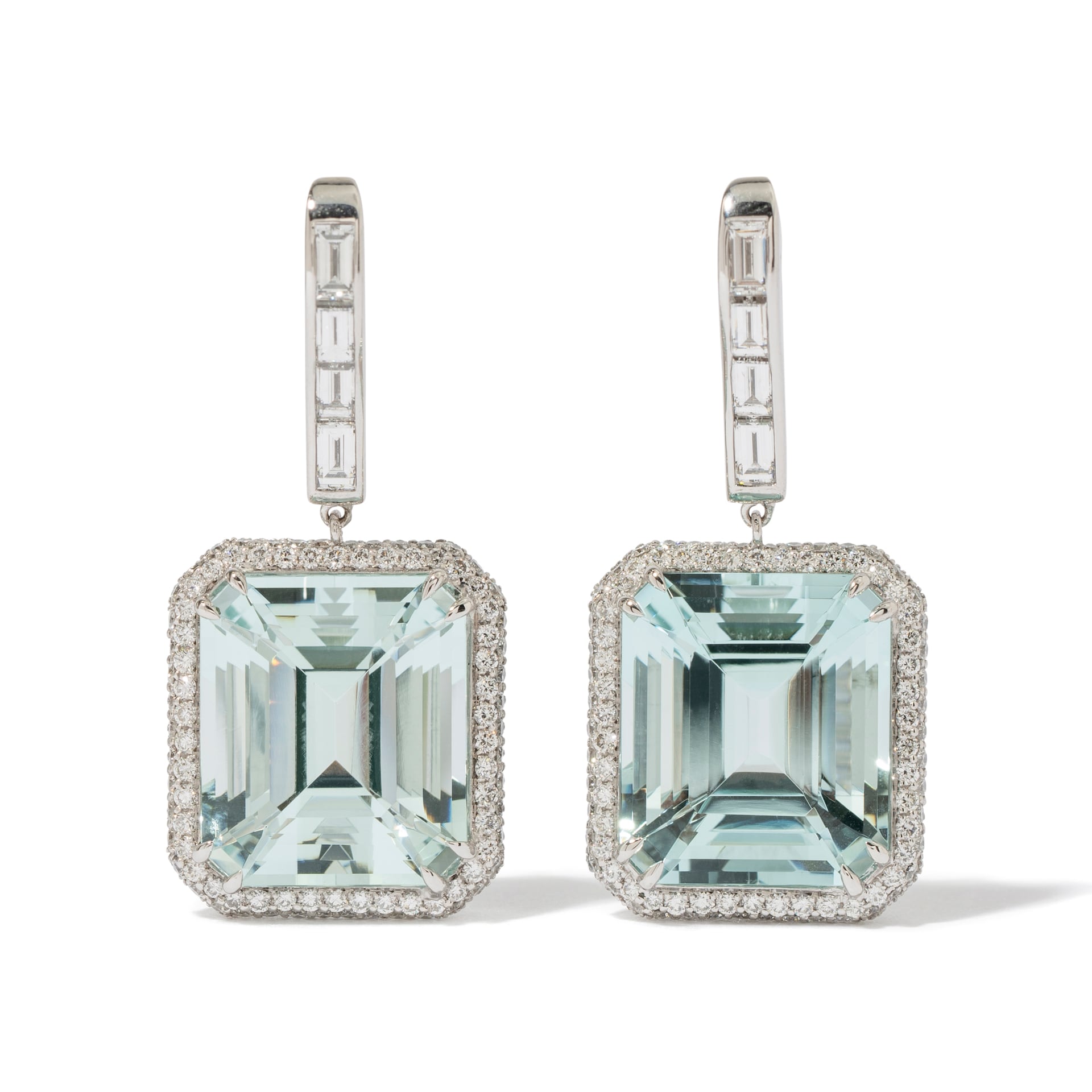 Pre-Owned Hans D. Krieger 18ct White Gold Hans D. Krieger Aquamarine & Diamond Earrings