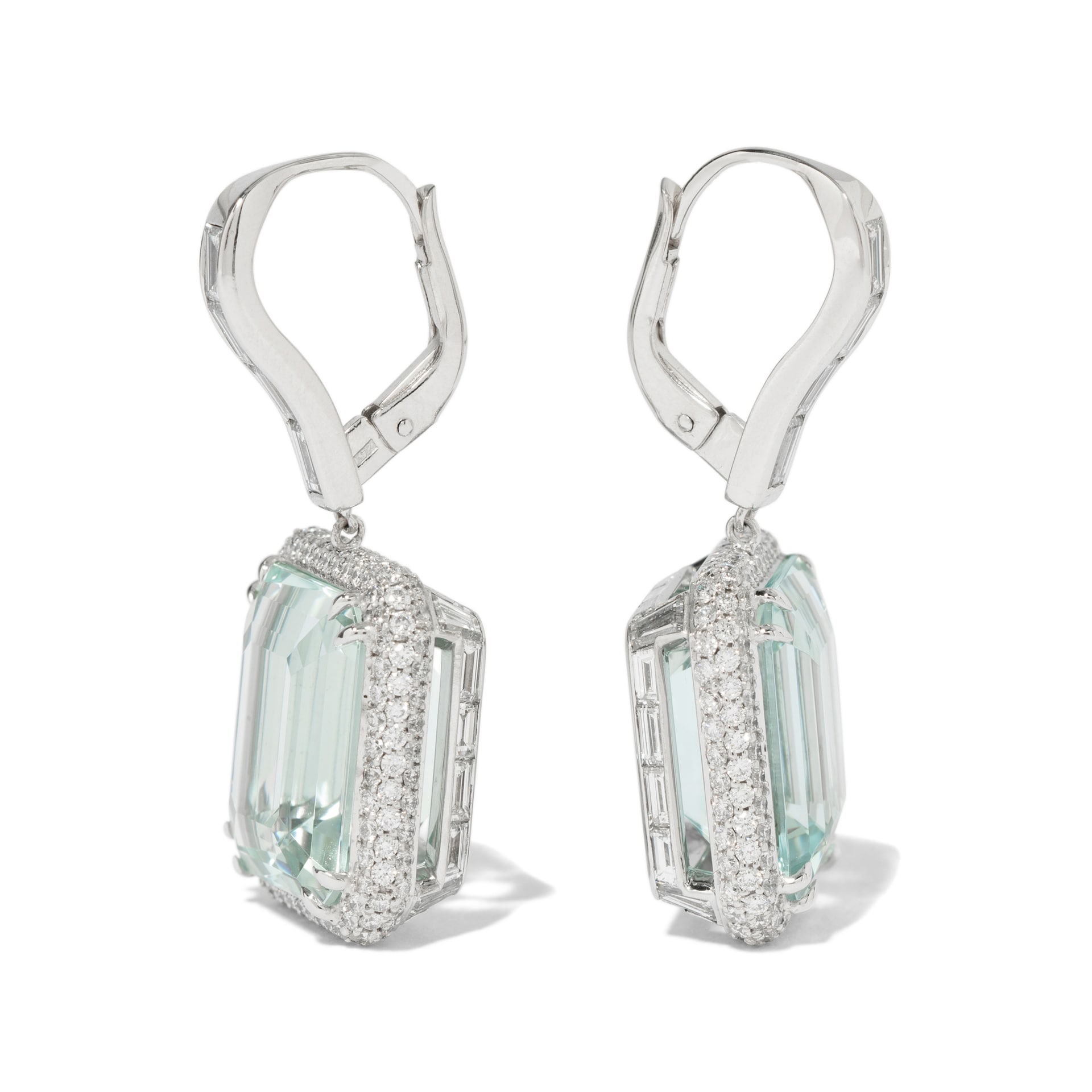 Pre-Owned Hans D. Krieger 18ct White Gold Hans D. Krieger Aquamarine & Diamond Earrings