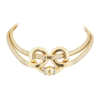 Pre-Owned Mauboussin Platinum & 18ct Yellow Gold 0.40ct Diamond Retro Choker Necklace - 15in Pre-Owned Mauboussin Platinum & 18ct Yellow Gold 0.40ct Diamond Retro Choker Necklace - 15in