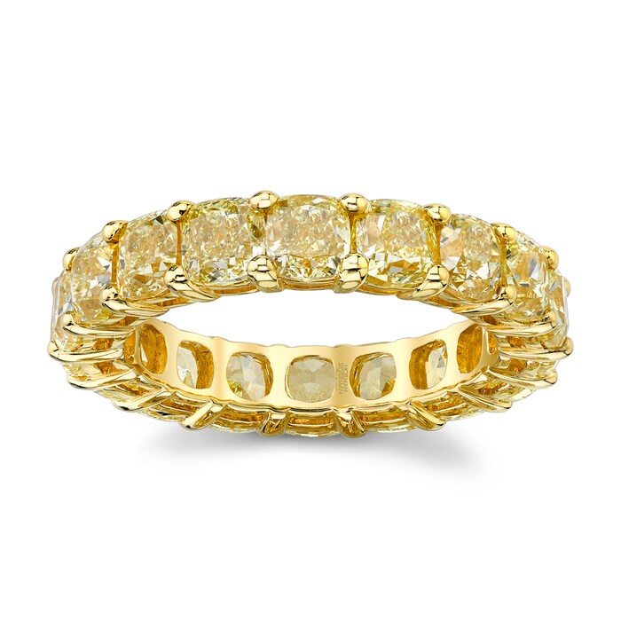Betteridge 18k Yellow Gold 7.22cttw Cushion Cut Yellow Diamond Eternity Band