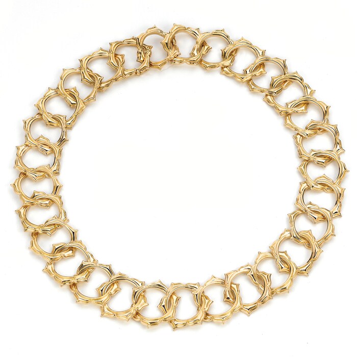 Gemveto 18k Yellow Gold Textured Sun Link Necklace 16"