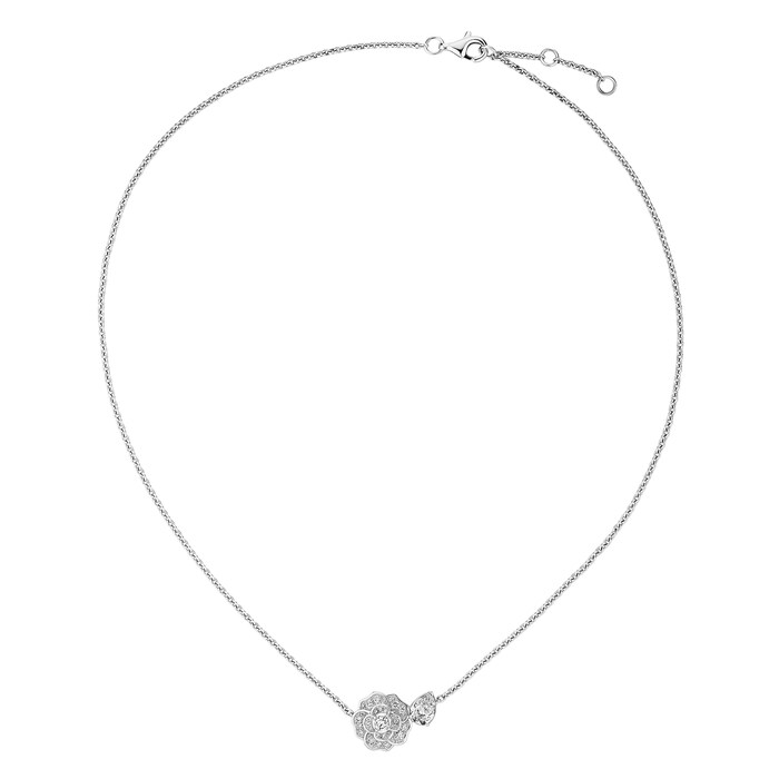 Chanel 18k White Gold 0.72cttw Diamond Camélia Précieux Pendant