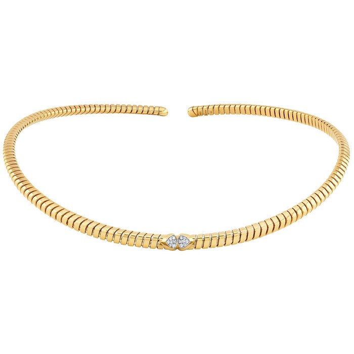 Marina B 18k Yellow Gold 0.08cttw Diamond Trisolina Collar Necklace