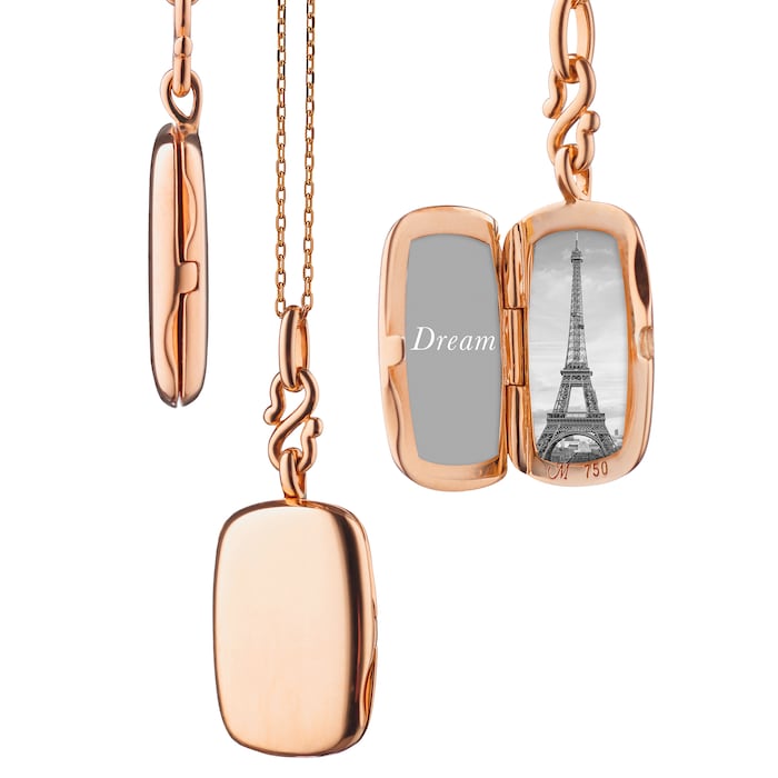 Monica Rich Kosann 18k Rose Gold Slim Britt Locket Necklace 16-17"