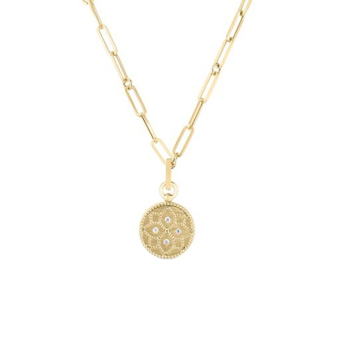 Roberto Coin 18k Yellow Gold Venetian Princess Medallion Paperclip Chain Necklace