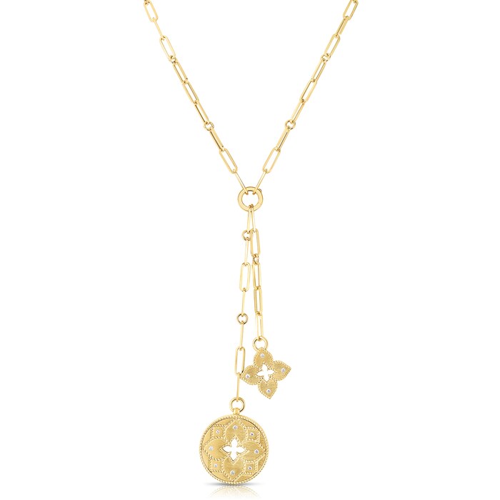 Roberto Coin 18k Yellow Gold Venetian Princess Double Medallion Paperclip Necklace
