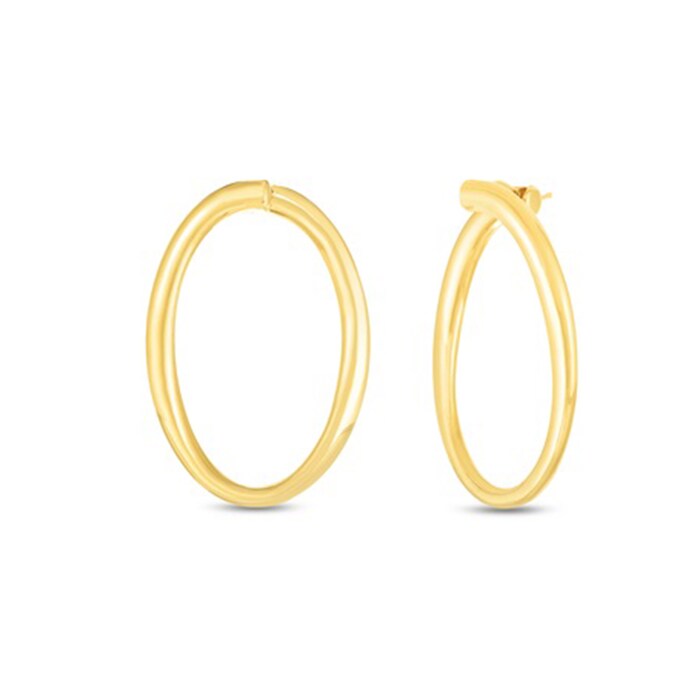 Roberto Coin 18k Yellow Gold 35mm Front Facing Oval Hoop Earrings