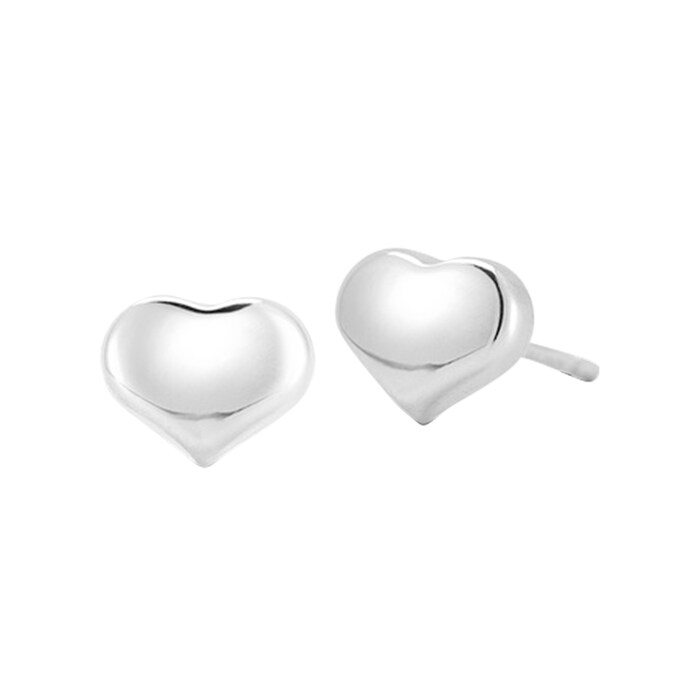 Roberto Coin 18k White Gold Tiny Treasures Small Heart Stud Earrings