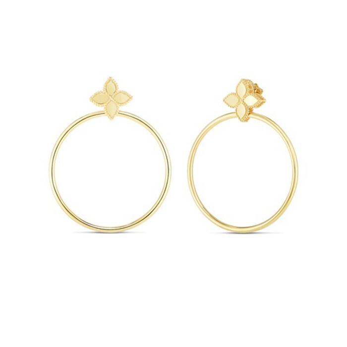Roberto Coin 18k Yellow Gold Princess Flower Circle Drop Earrings