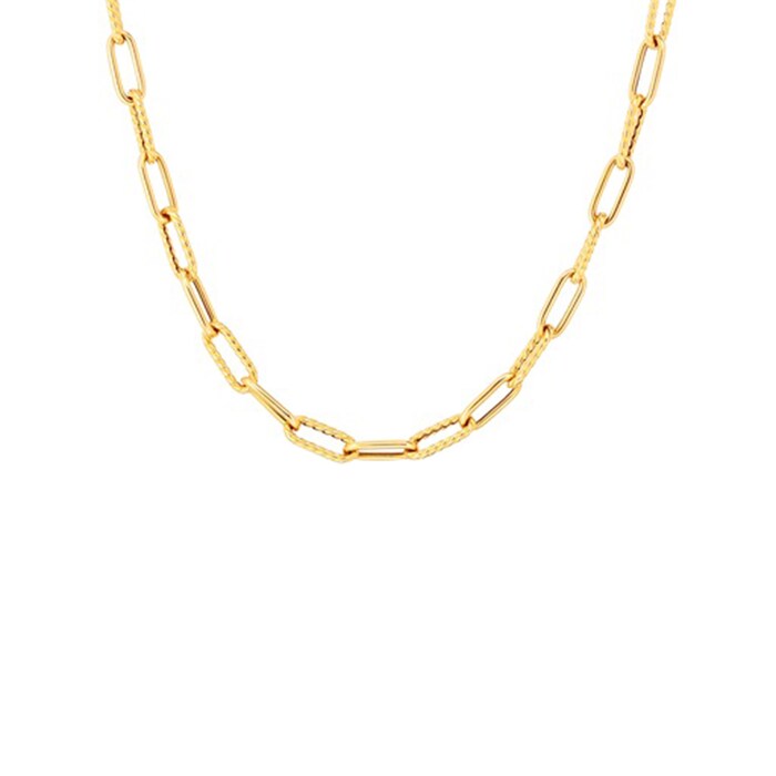 Roberto Coin 18k Yellow Gold Alternating Polished and Fluted Paperclip Link Chain