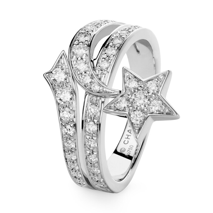 Chanel 18k White Gold 0.50cttw Diamond Comète Shooting Star Ring Size 6.75