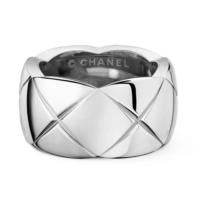 Chanel 18k White Gold Coco Crush Wide Band Size 7.25