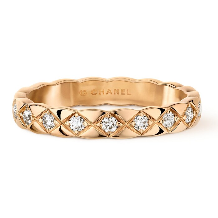 Chanel 18k Beige Gold 0.37cttw Diamond Mini Coco Crush Band Size 6.75