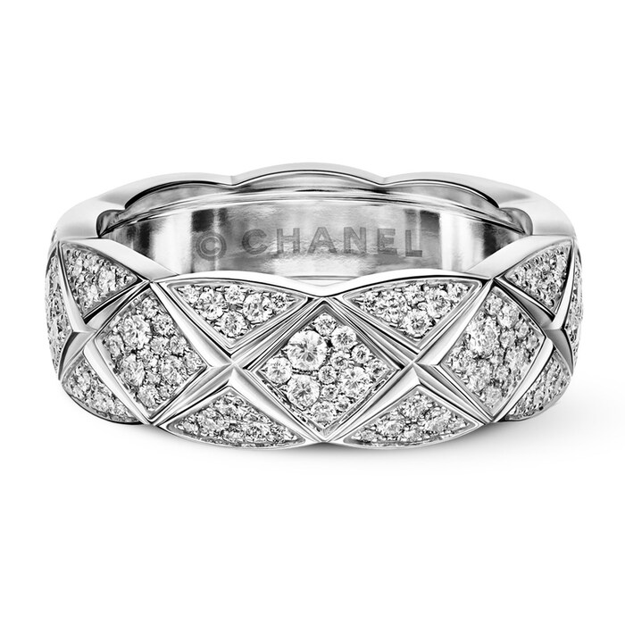Chanel 18k White Gold Diamond Coco Crush Small Band Size 5.75