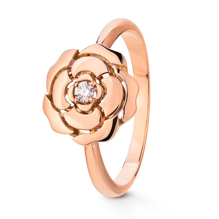 Chanel 18k Beige Gold 0.05cttw Extrait de Camélia Ring