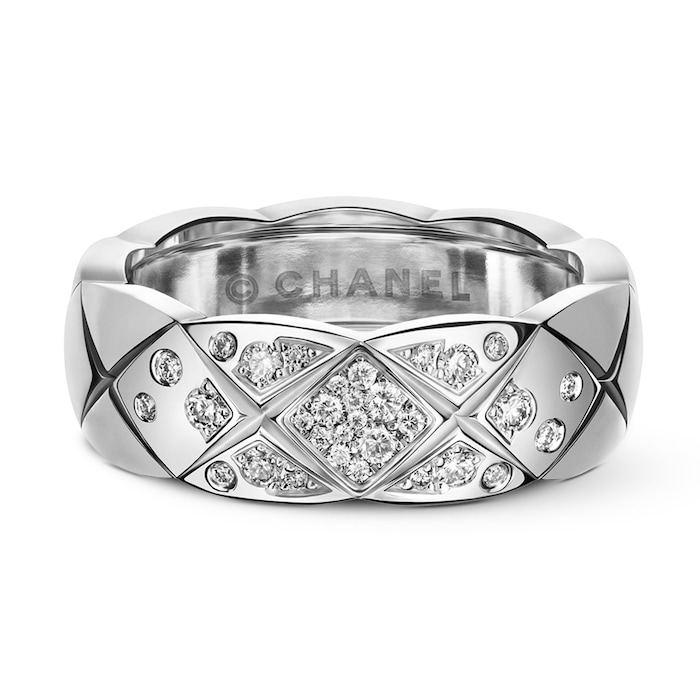 Chanel 18k White Gold 0.18cttw Diamond Coco Crush Small Band Size 6
