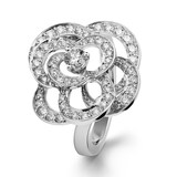 Chanel 18k White Gold 0.62cttw Diamond Fil de Camélia Ring Size 5.75