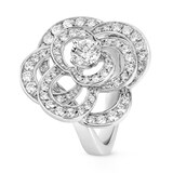 Chanel 18k White Gold 0.78cttw Diamond Fil de Camélia Ring Size 7.25