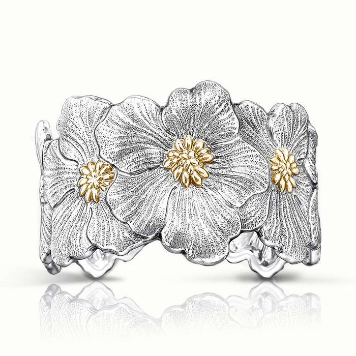 Buccellati Sterling Silver Large Blossoms Flower Cuff Bracelet