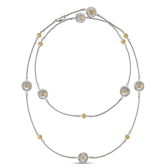 Buccellati Sterling Silver Diamond Blossoms Daisy Long Necklace
