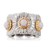 Buccellati Sterling Silver Blossoms Pink Opal Flower Band Size 54