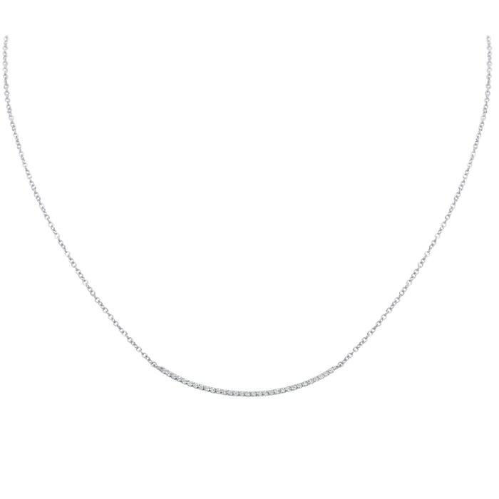 Betteridge 18k White Gold 0.73cttw Long Curved Bar Necklace