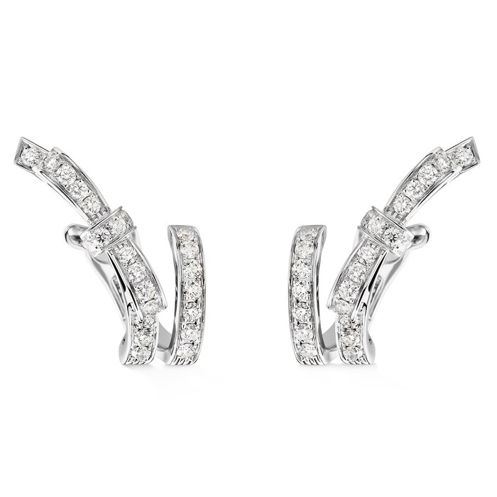 Chanel 18k White Gold 0.73cttw Diamond Ruban Ribbon Earrings