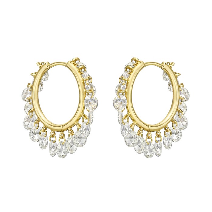 Betteridge 18k Yellow Gold 2.45cttw Rose-Cut Diamond Dangle Hoop Earrings
