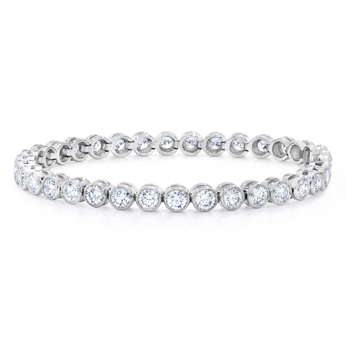 Gem Platinum 18k White Gold 8.68cttw Bezel Set Diamond Bracelet