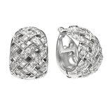 Gemveto Platinum 0.84cttw Diamond Woven Huggie Earrings